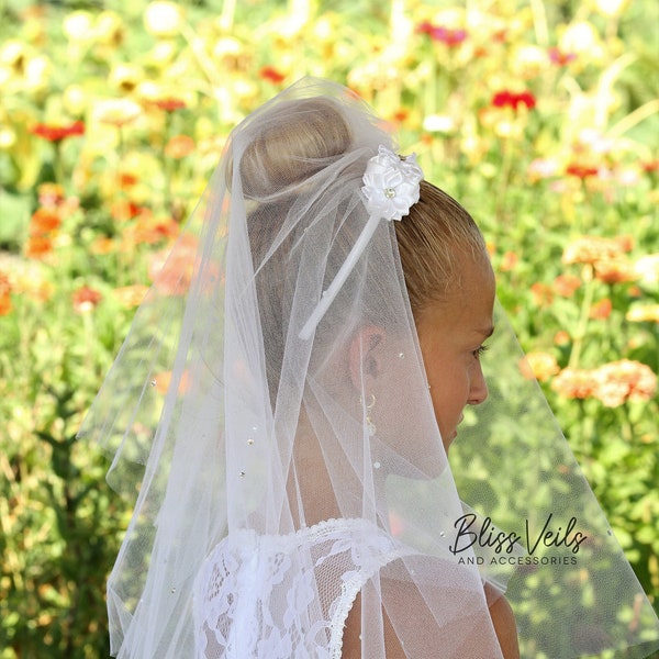 Communion Veil with Floral Headband - Fast Shipping!