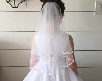 Pearl Communion Veil - 2 Layer Veil - Fast Shipping!