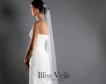 Sheer Narrow Veil - One Layer Veil - Bridal Veil - Moscato Veil - White Veil - Ivory Veil - Simple Veil - Fast Shipping!