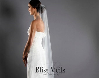 Sheer Narrow Veil - One Layer Veil - Bridal Veil - Moscato Veil - White Veil - Ivory Veil - Simple Veil - Fast Shipping!