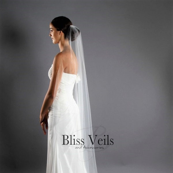 Sheer Narrow Veil - One Layer Veil - Bridal Veil - Moscato Veil - White Veil - Ivory Veil - Simple Veil - Fast Shipping!