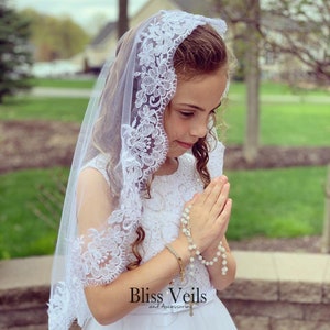 Communion Mantilla Lace Edge Veil - Fast Shipping!