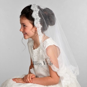 Delicate Lace Edge Communion Mantilla Veil - Fast Shipping!