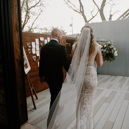 Whisper Veil 90cm Single Layer Bridal Veil Raw Edge Soft Tulle Comb Perfect Bridal Ivory Single Tier Cut Edge Scattered Pearl Veil main image 4