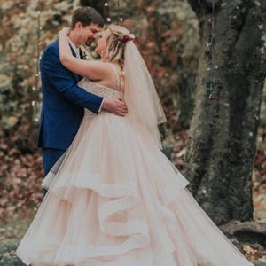 2-Layer Bridal Veil with Blusher: Ivory or Soft White, Fingertip to Cathedral Length image 2