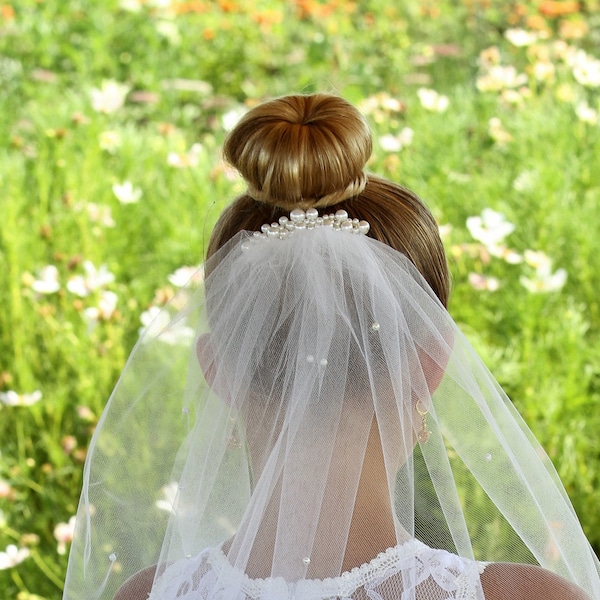 First Communion Veil with Pearl Comb - Pure/Bright White - Fast Shipping!