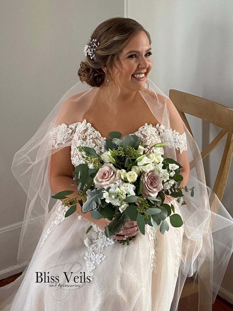 Sheer Minimal Wedding Veil Fast Shipping! Multiple Length /& Color Options