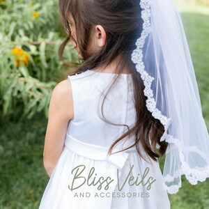 Simple Lace Edge First Communion Veil - White Communion Veil - Off White Communion Veil - Soft Veil - 1 Layer Veil - Fast Shipping!