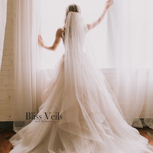 Classic Chapel Length Pencil Edge Veil, 1 Layer Wedding Veil, Waist Length Veil, Long Cathedral Veil, Modern look Wedding Veil, Bridal Vail