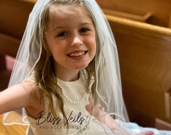 Pearl Edge 1st Communion Veil - Fast Shipping!