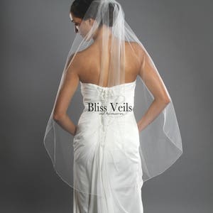 Sheer Pencil Edge Wedding Veil: Waist to Cathedral Length, White, Ivory, Blush, Champagne
