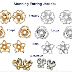 Earring Jackets for use with Post Earrings in Sterling Silver or 14K Gold over Sterling Silver