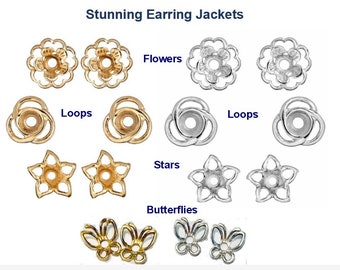 Gaines pour boucles d'oreilles à utiliser avec des boucles d'oreilles en argent sterling ou en or 14 carats sur de l'argent sterling