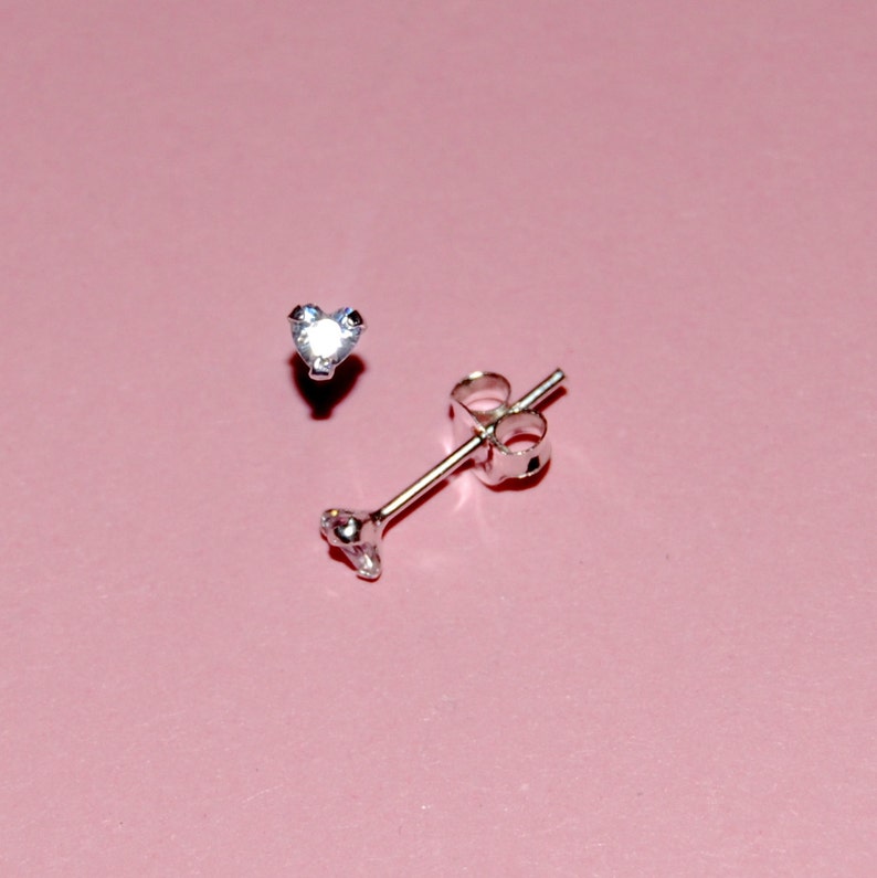 Heart Shaped Crystal Silver Post Earring 3mm Heart Shaped - Etsy