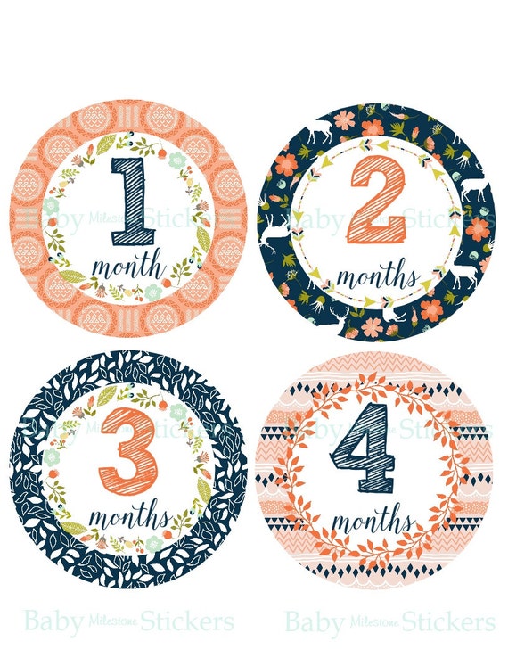 Tribal Arrow Baby Boy Month Stickers, Monthly Baby Stickers, Baby