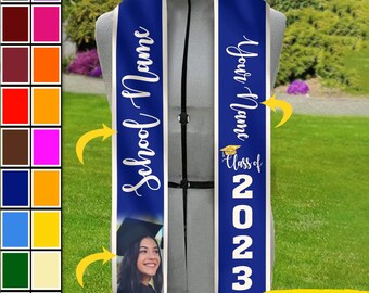 Personalized Graduation Stole, Custom Graduate Stoles 72in, Graduation Gift Idea, Grad Stole, Graduation Sash, Class Of 2024 Graduation Gift