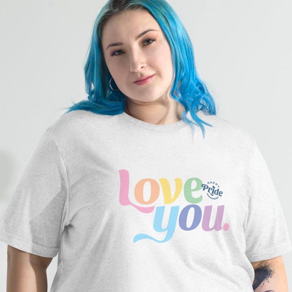 Love You Tee | Pride apparel | LGBTQ ally gift | Pastel Rainbow