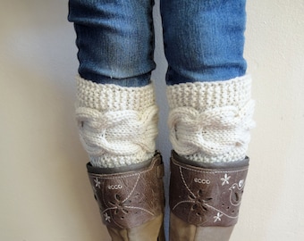 Cable Knitted Boot Cuffs. Different colors. Leg Warmers. Hand Knit Boot Toppers. Fashion Accessory for Women and Teens. Set of 2 pcs.