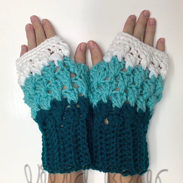 SALE! Ready to ship Color Block Crochet Fingerless Gloves. Arm Warmers. Texting Gloves. Winter Mittens. Gift for her.