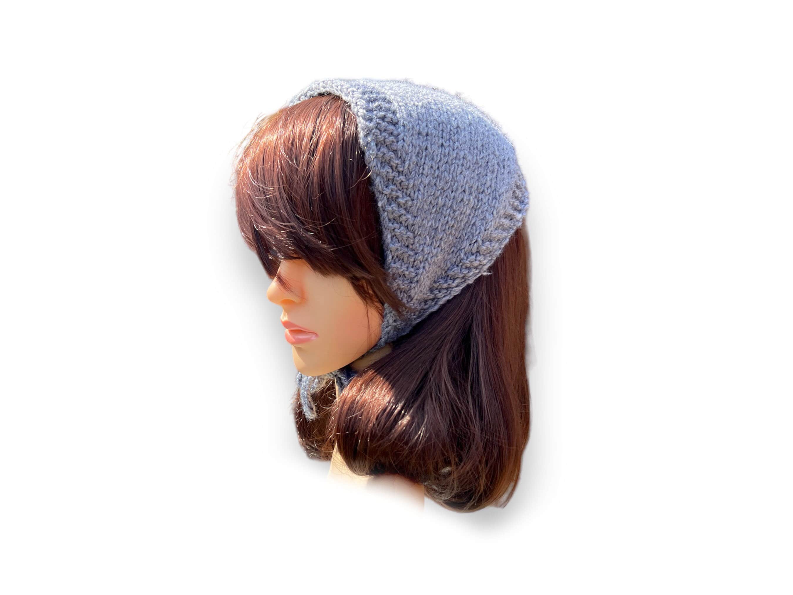 Hand Knit Retro Skating Hat. Tie Bonnet for Adult. Grey or Many Different Colors. Women's Bonnet with Ties. Winter Hat.