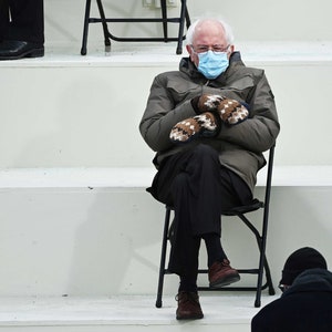 Bernie Sanders Handcraft Knit mittens worn on Inauguration Day. Fair Isle Hand Knit Mittens. Arm warmers. image 2