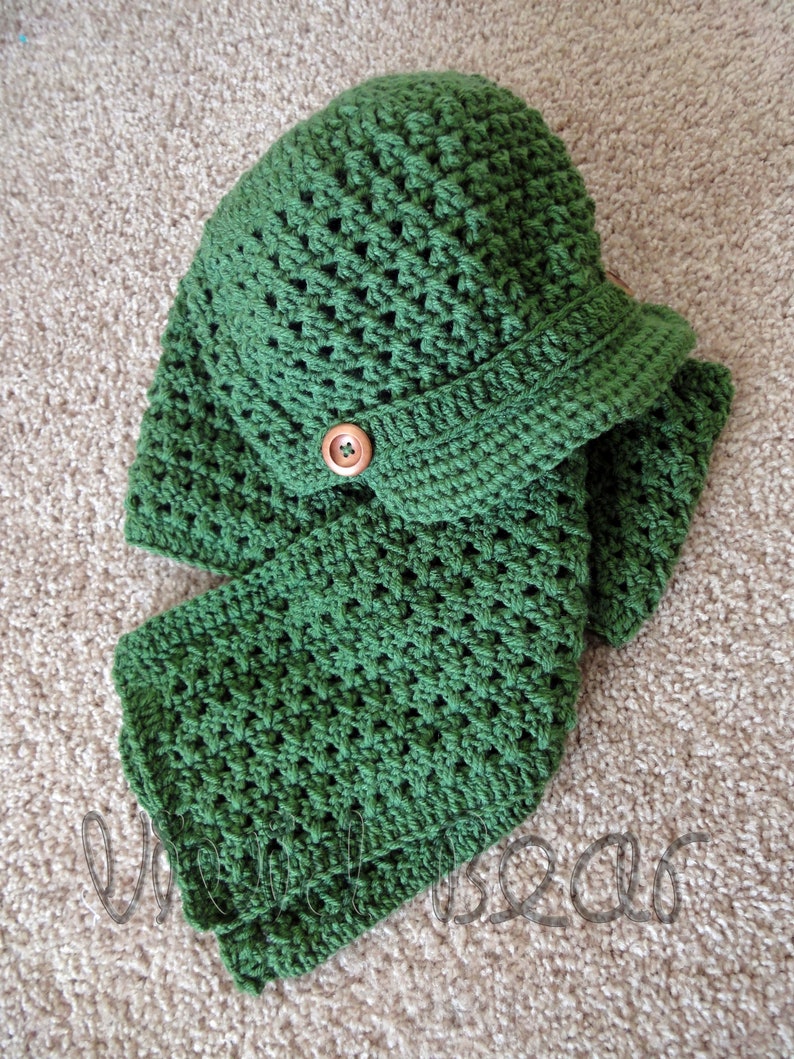 Crochet Newsboy Cap and Scarf. Set or Separately. Thyme or 44 colors. Women's Hat Beanie. Wooden Buttons. Warm Fall Autumn Winter Gift image 3