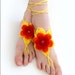 Fire Flower Barefoot Sandals. 23 colors. Hot Flame Crochet Foot Jewelry. Bridal Accessory. Beach Party. For Teens and Women. Set of 2 pcs.