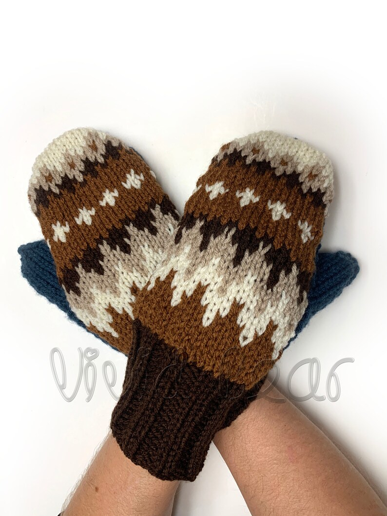 Bernie Sanders Handcraft Knit mittens worn on Inauguration Day. Fair Isle Hand Knit Mittens. Arm warmers. image 5