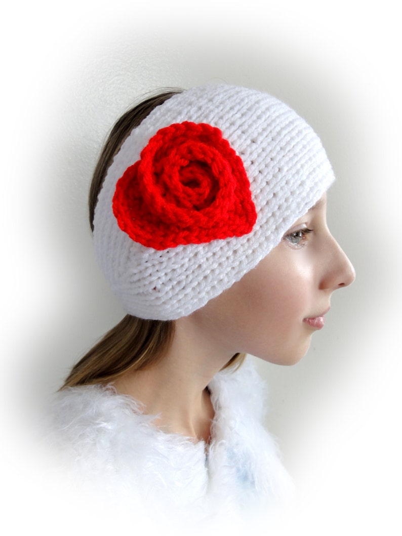 Knitted Headband with Heart. 44 Colors. Ear Warmer. Head wrap. Hairband. Valentine Day Gift. Warm Accessory for Women and Teens. image 1