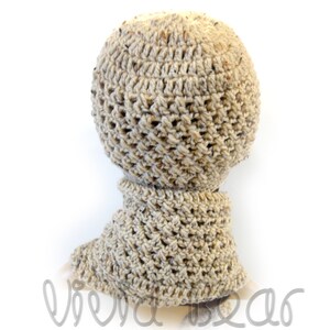 Crochet Newsboy Cap and Scarf. Set or Separately. Thyme or 44 colors. Women's Hat Beanie. Wooden Buttons. Warm Fall Autumn Winter Gift image 4