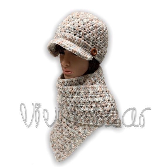 Crochet Newsboy Cap and Scarf. Set or Separately. 44 Colors  display picture 2