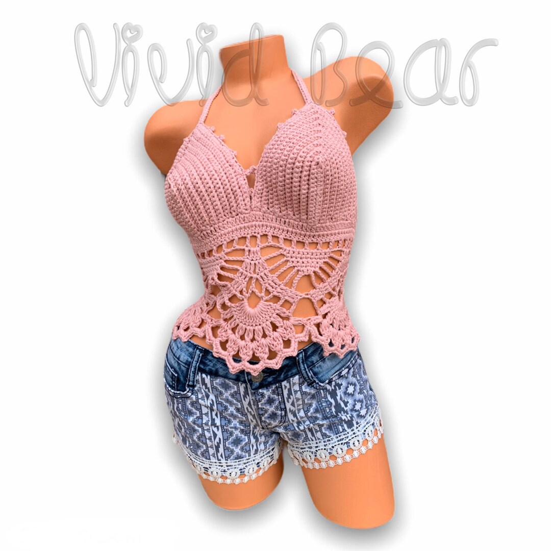 Padded Crochet Halter Crop Top. More Bust Support. Wide Straps. Side Wings. Music  Wear Midriff Yoga, Hooping, Rave Top. Festival Crochet Bra -  Canada