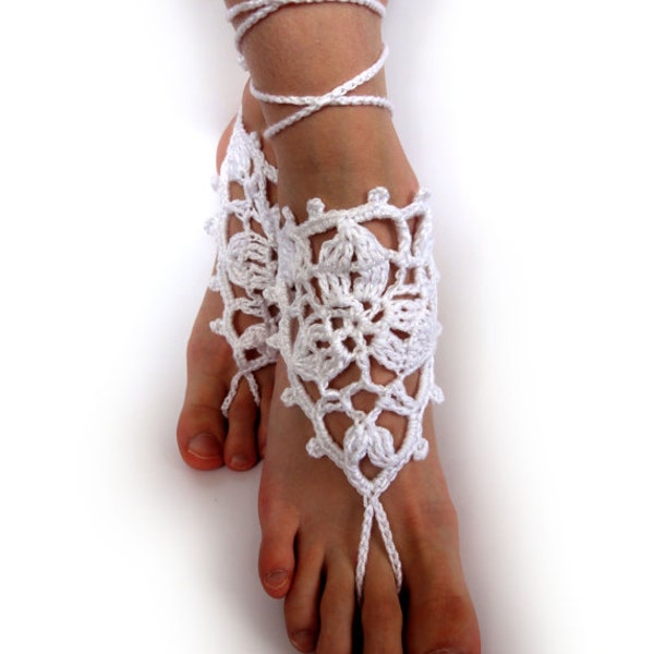 Crochet Barefoot Sandals. 23 colors. Foot Jewelry. Beach Wedding. Bridal Accessory. Bridesmaid. Pair (Set of 2 pcs)