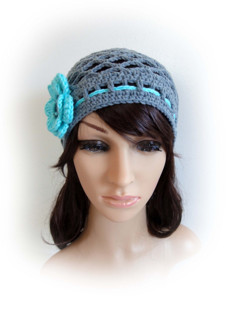 Crochet Net Hat. Gray Aqua or 23 Colors. Adjustable With a Etsy