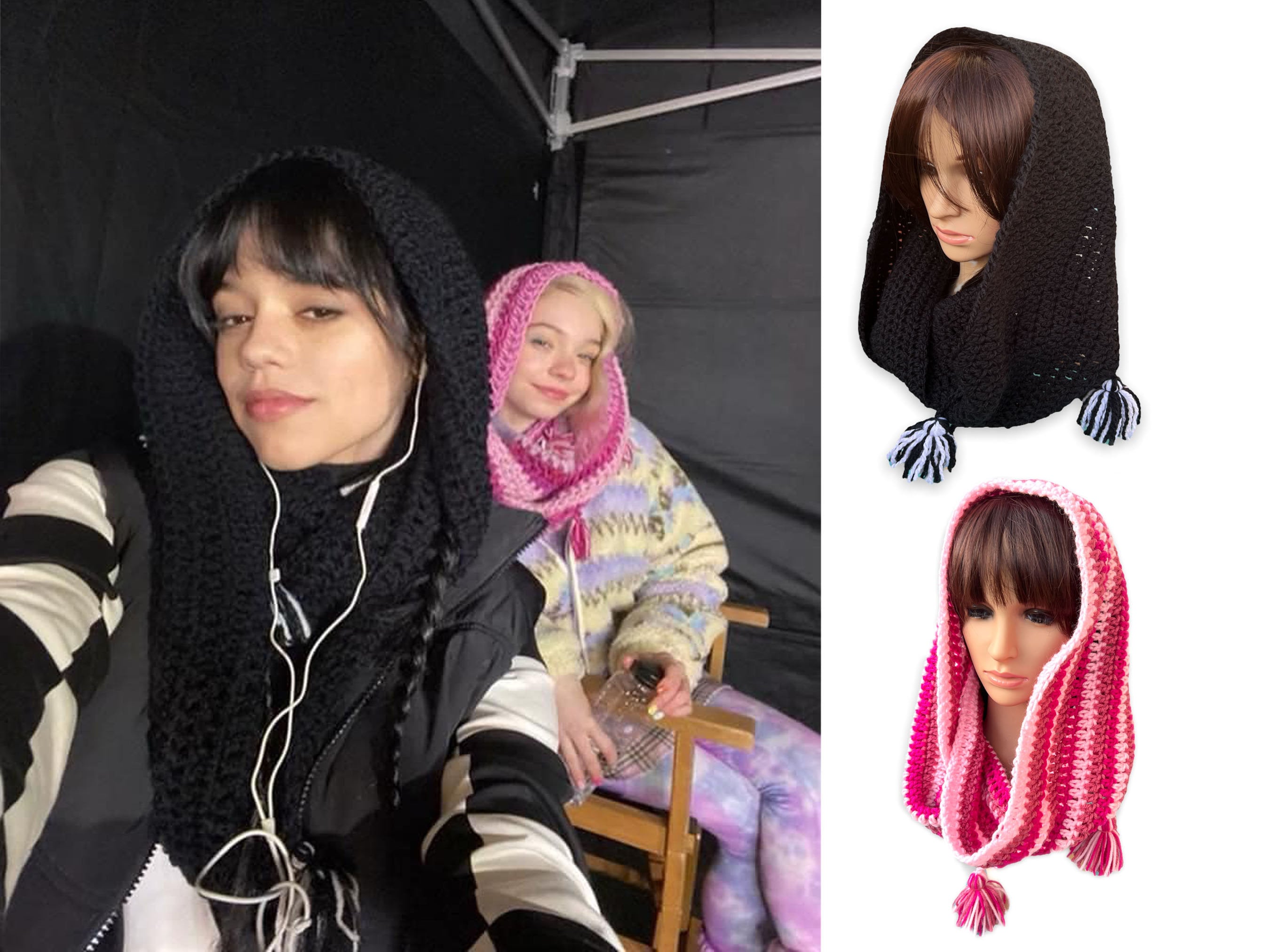 Handmade Wednesday Addams Inspired Snood Enid Crochet Snood. Black