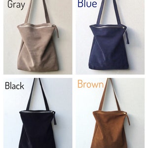Schwarze Wildlederumhängetasche, schwarze Wildledertasche, schwarze Reißverschlusstasche, schwarze Wildlederhandtasche