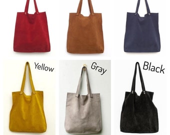 Leather suede totes,Yellow suede leather bag,Yellow suede bag,Yellow shoulder handbag