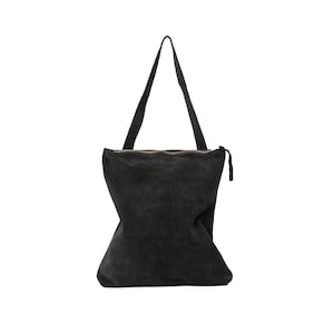 Bolso de ante negro, bolso de cuero negro, bolso de cuero negro, bolso de ante negro, bolso con cremallera negro