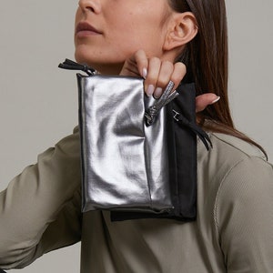 Cartera vegana con cremallera de metal, Cartera vegana de dinero de plata, Cartera vegana para mujer, Monedero vegano con cremallera, Cartera de ranuras, Cartera vegana de monedas