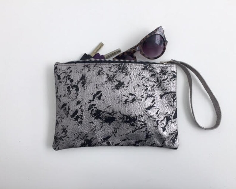 Silver Leather Bag,silver Leather Clutch,small Leather Handbag,silver