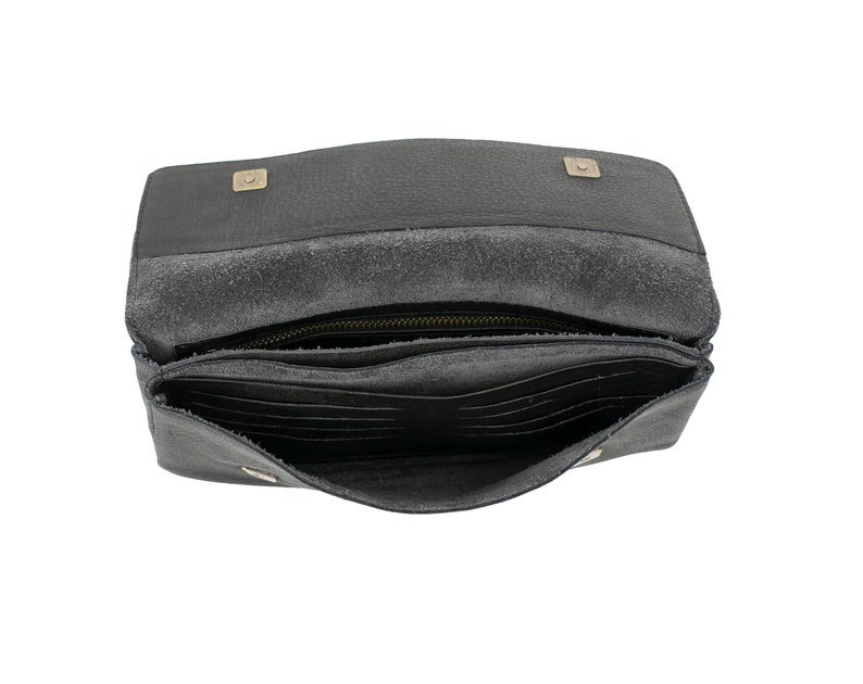 Cartera grande de cuero negro, cartera de dinero de mujer de cuero negro, cartera de tarjeta de crédito, cartera de cuero con cremallera, chequera y monedero de cuero de monedas imagen 8
