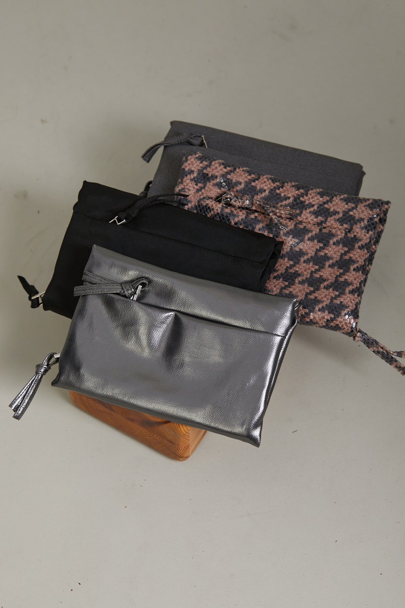 Cartera con cremallera gris vegana, Cartera de dinero gris vegana, Cartera de mujer vegana, Monedero gris con cremallera vegana imagen 8