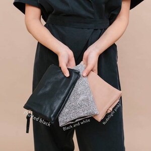 Cartera de cuero marrón, Cartera de cremallera de cuero marrón, Cartera de mujer marrón, Monedero de cremallera marrón, Cartera de ranuras imagen 9
