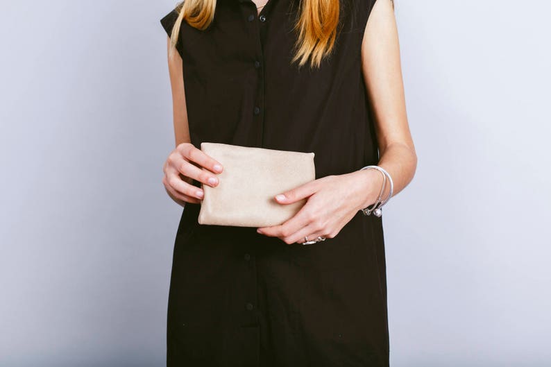 Cartera de cuero marrón, Cartera de cremallera de cuero marrón, Cartera de mujer marrón, Monedero de cremallera marrón, Cartera de ranuras imagen 5