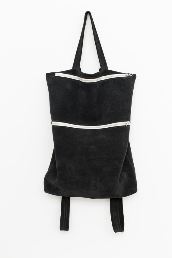 Black suede backpack discount