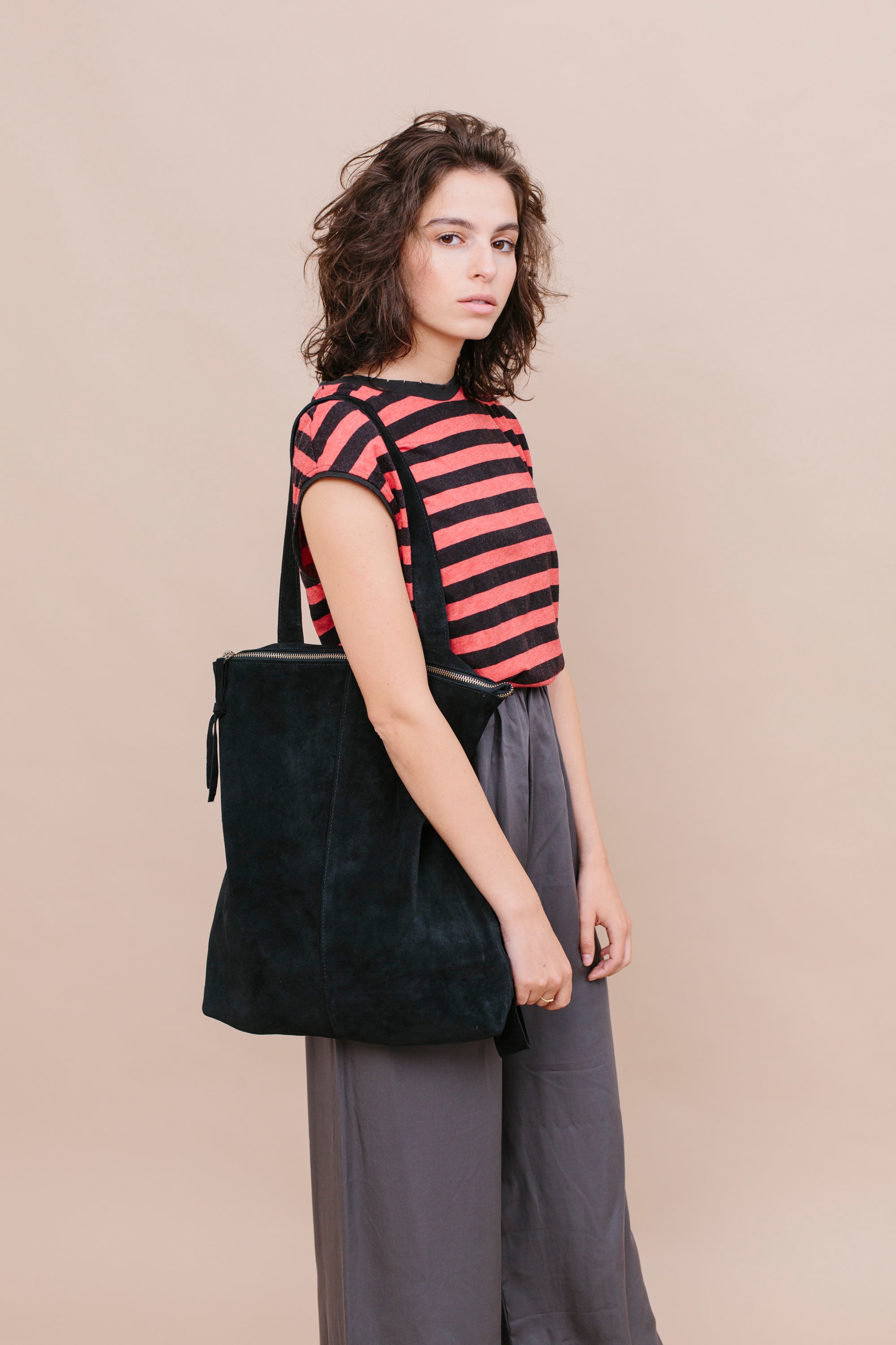 Irresistibly Chic Gray Suede Backpack – Soft to the Touch, Hard to Ignore Gray Suede Backpack Women ,gray Suede Bag,gray Suede  main image 3