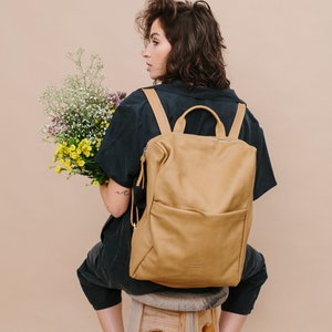 Bag for Women, Backpack Purse, Leather Backpack, Brown Laptop Backpack, Large Brown Backpack, Beige Backpack, Everyday Bag, College Backpack Camel