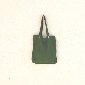 Green suede tote,Green leather bag,Green suede bag,Soft green shoulder bag,Green handbag image 2