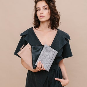 Cartera de cuero marrón, Cartera de cremallera de cuero marrón, Cartera de mujer marrón, Monedero de cremallera marrón, Cartera de ranuras imagen 8
