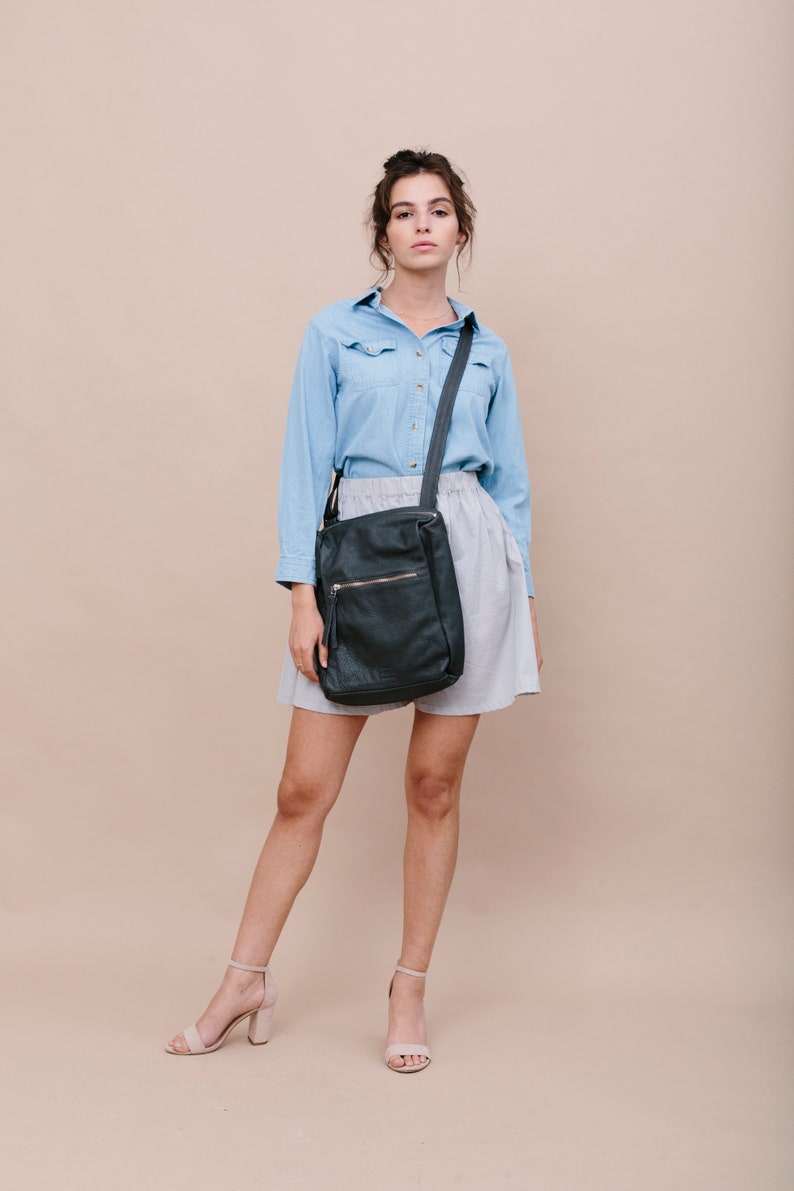 Crossbody Bag, Grey Crossbody Purse, Leather Crossbody, Crossbody Women, Crossbody Leather Bag, Crossbody Tote, Leather Accessories Women image 1